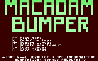 Macadam Bumper Title Screen